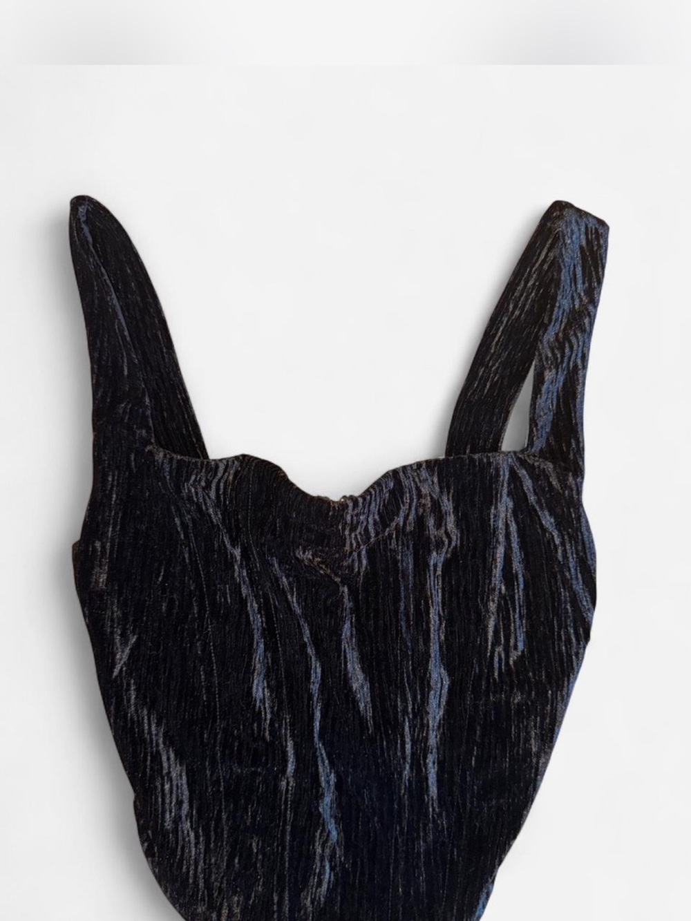 Naked Wardrobe Textured Black Velvet Corset Top With Zipper Back